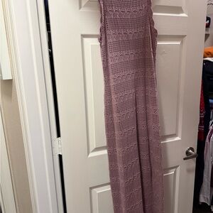 Olive & Oak Mauve Crochet Midi Dress